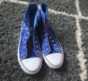 Ed Hardy Blue High-Top Canvas Sneakers for Women Size 10.5